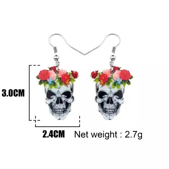 Halloween Day Of The Dead Dangle Earrings - Picture 5 of 6